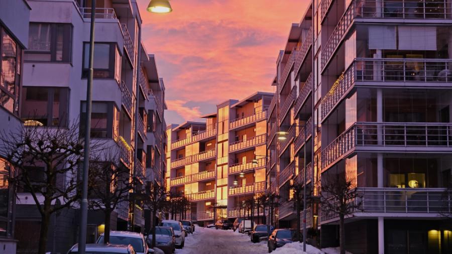 Trossvägen, solnedgång i januari
